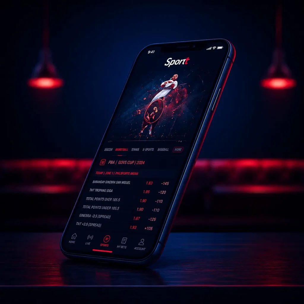Sport betting app on sleek phone
